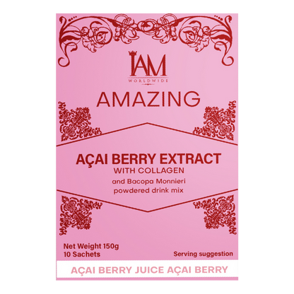 IAM Worldwide Açai Berry Extract with Collagen and Bacopa Monnieri - Net Wt 150g x 7 Sachets